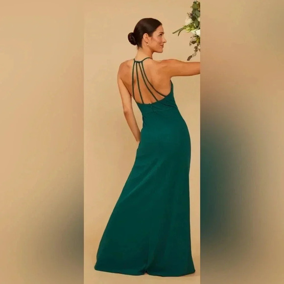 Lulus Forest Laurel Luxe Crepe Dress Large NWT - Picture 3 of 9